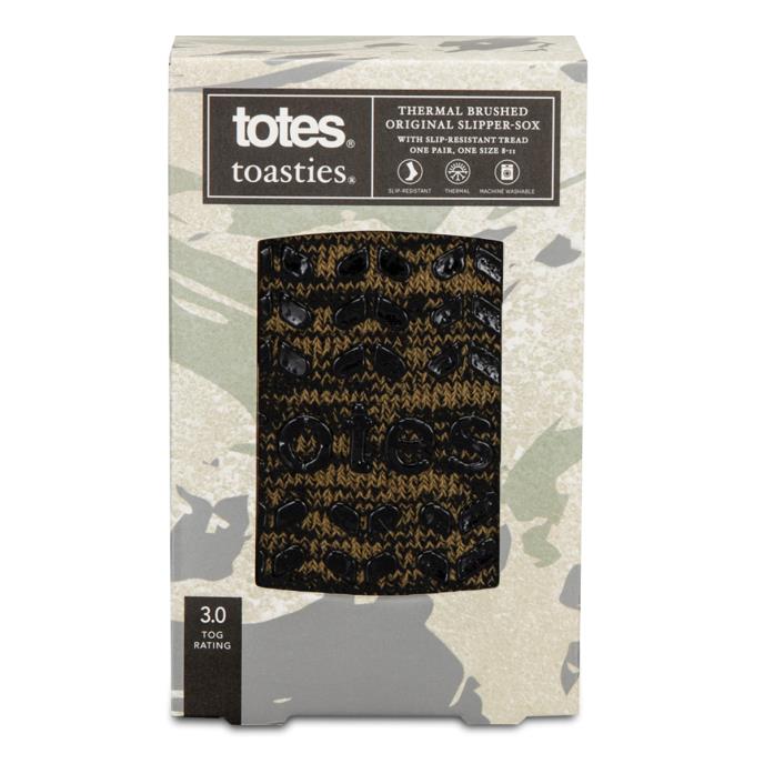 totes toasties® Mens Thermal Brushed Original Slipper Socks Khaki Twist Extra Image 4